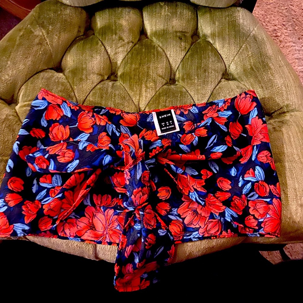 Red floral two piece outfit